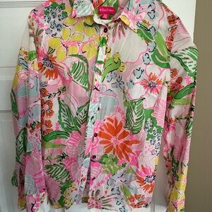 Lilly Pulitzer Colorful Floral Button Down Shirt
